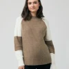 Colour Block Nursing Knit Olive / Off White