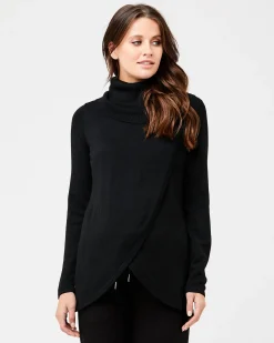 Cowl Neck Nursing Knit  Black
