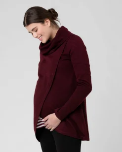 Cowl Neck Nursing Knit  Maroon