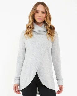 Cowl Neck Nursing Knit  Silver Marle