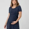 Crop Top Nursing Dress Indigo / White