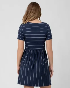 Crop Top Nursing Dress Indigo / White