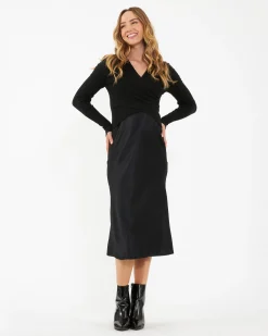 Crystal Satin Skirt Black