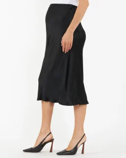 Crystal Satin Skirt Black