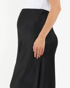 Crystal Satin Skirt Black