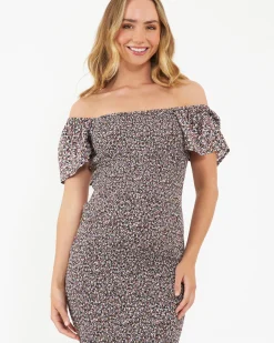 Cyprus Shirred Dress  Black