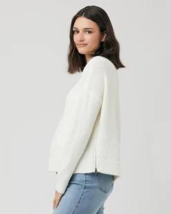 Debbie Cable Nursing Knit  Off White