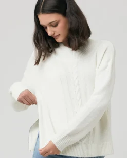 Debbie Cable Nursing Knit  Off White