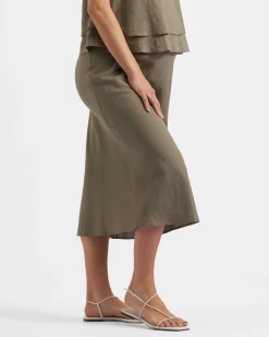 Debbie Linen Skirt  Olive