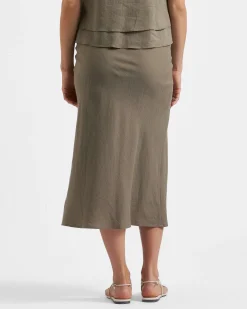 Debbie Linen Skirt  Olive