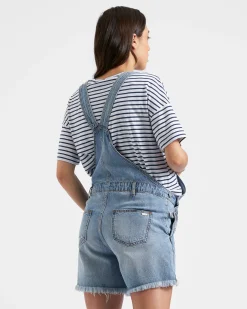 Denim Short Overalls Pale Blue