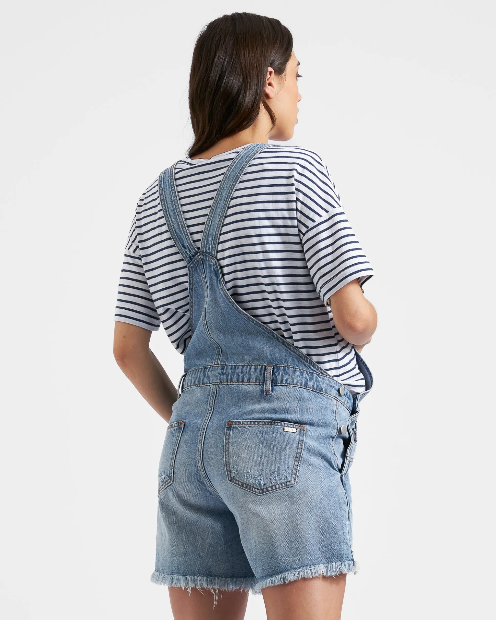 Denim Short Overalls Pale Blue
