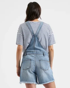 Denim Short Overalls Pale Blue