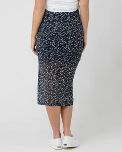 Ditsy Mesh Skirt  Navy / White