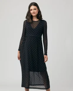 Dot Nursing Dress  Black