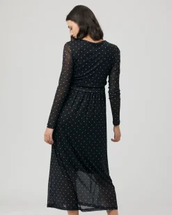 Dot Nursing Dress  Black
