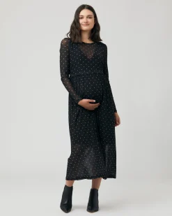 Dot Nursing Dress  Black