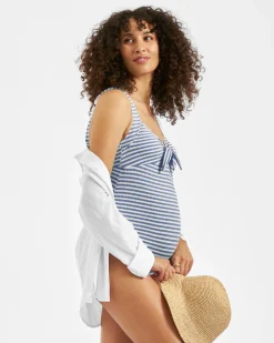 Dune Stripe One Piece Washed Indigo / White