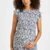 Edie Nursing Dress  Washed Indigo / White