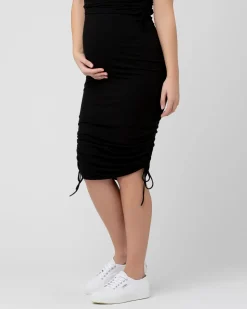 Edie Ruched Rib Skirt  Black