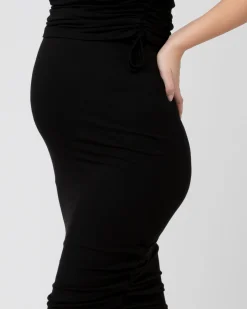 Edie Ruched Rib Skirt  Black