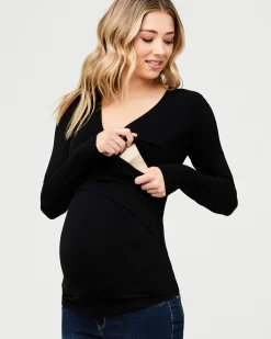 Embrace Long Sleeve Nursing Top Black