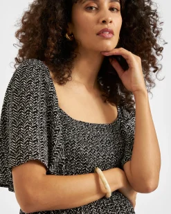 Emmy Shirred Dress Black / Natural