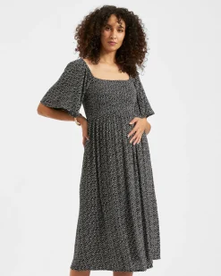 Emmy Shirred Dress Black / Natural