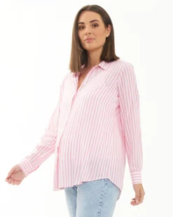 Emmy Stripe Shirt Bubble Gum / White