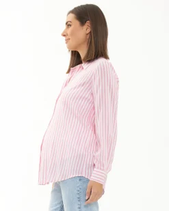 Emmy Stripe Shirt Bubble Gum / White