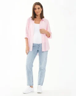 Emmy Stripe Shirt Bubble Gum / White