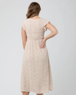 Erika Shirred Dress Natural /White