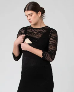 Eve Lace Nursing Dress Black