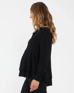 Evelyn Peplum Shirt  Black