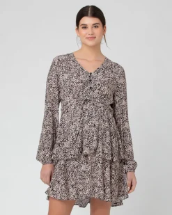 Florence Layered Dress  Black / Dusty Pink