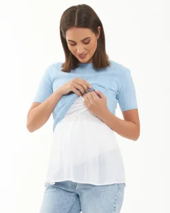 Franki Detachable Nursing Knit Sky Blue