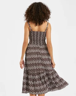 Grace Shirred Dress  Chocolate / White