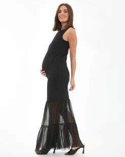 Gwen Mesh Tiered Hem Dress Black