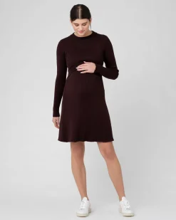 Hailey Rib Knit Nursing Dress Chocolate