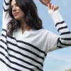 Hanna Nursing Knit  White / Navy