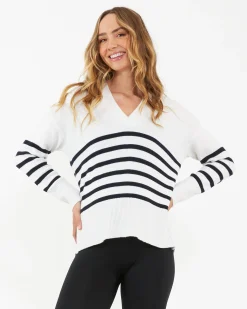 Hanna Nursing Knit  White / Navy