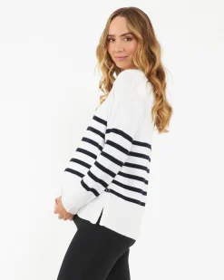 Hanna Nursing Knit  White / Navy
