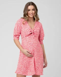 Harriet Tie Front Dress  Red / Lilac