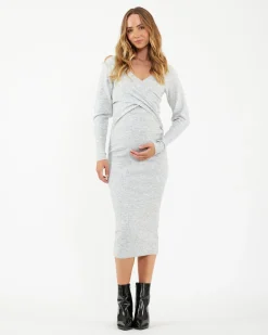 Heidi Nursing Knit Dress  Snow Marle