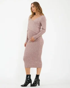 Heidi Nursing Knit Dress  Pink Marle