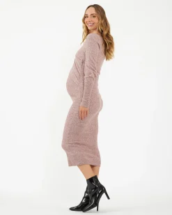 Heidi Nursing Knit Dress  Pink Marle