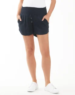 Indi Shirred Linen Short Navy