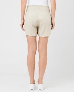 Indi Shirred Linen Short Natural