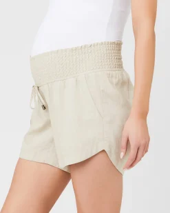 Indi Shirred Linen Short Natural