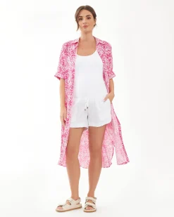 Indi Shirred Linen Short White